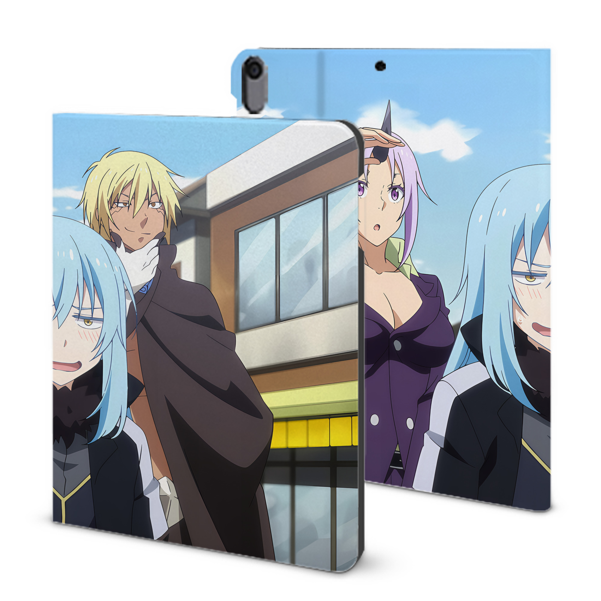 （画像用） 転スラ Regarding Reincarnated to Slime IPad ケース ブック型 PUレザー TPU 耐衝撃 軽量 薄型 ペン収納なし 全面保護 IPad 各モデル対応